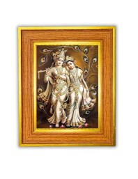 Divine Radha Krishna Photo Frame 18x22 Inches-Brown Wooden Frame For Home, Office & Temple Decoration And Gifting (F6472)