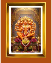 Lord Hanuman Golden Photo Frame - 10x14 Inches | Elegant Wooden Frame For Home, Office & Temple Decoration | Spiritual Wall & Table Decor And Gift Item (F9724)