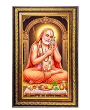 Raghavendra Swami Digital Golden Balck Color Photo Frame | Hindu Religious Wall Decor | 10x16 Inches - Inspirational Wall Art For Office, Home Decor - Ideal Spiritual Gift (F16782)