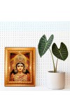 Saraswati Maa Golden Designer Photo Frame | 10x14 Inch Religious Wall Hanging Frame For Home & Office Decoration | Hindu Deity Spiritual Gift Item