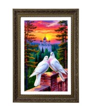 Two White Doves Big Photo Frame - 20x28 Inches For Home,Temple & Office Decoration (F10687)