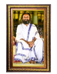 Sri Sri Ravi Shankar Digital Golden Balck Color Photo Frame | Hindu Religious Wall Decor | 10x16 Inches - Inspirational Wall Art For Office, Home Decor - Ideal Spiritual Gift (F16612)