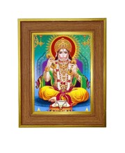 Lord Hanuman Photo Frame 16x20 Inches-Brown Wooden Frame For Home, Office & Temple Decoration And Gifting (F6362)
