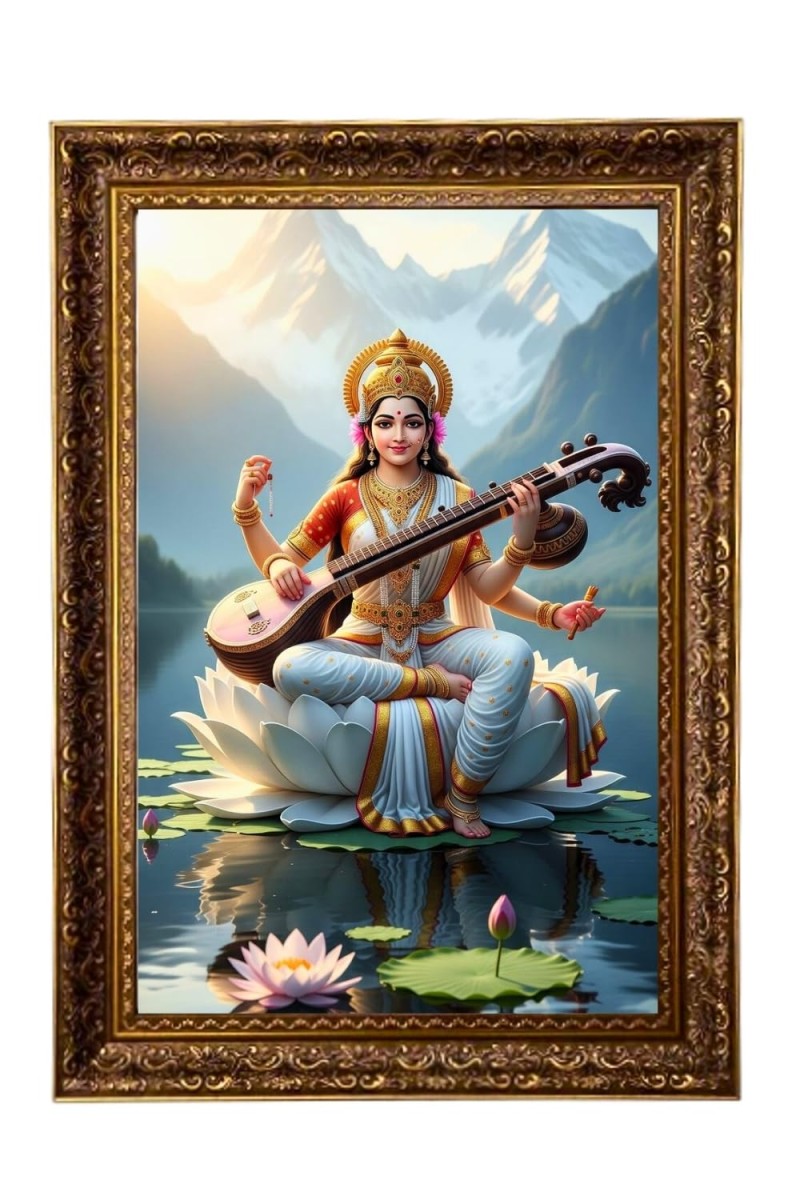 Devi Sraswati Big Photo Frame - 20x28 Inches For Home,Temple & Office Decoration (F11208)