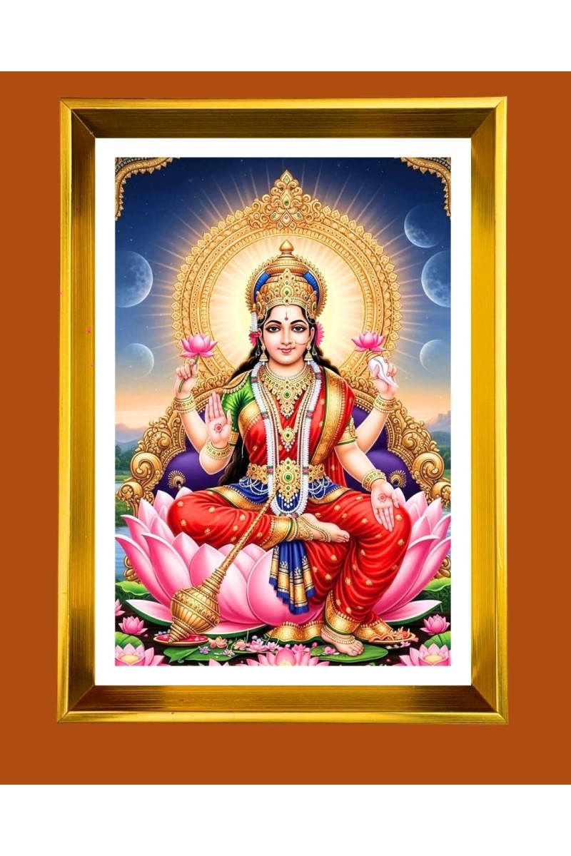 Golden Photo Frame - 10x14 Inches | Elegant Wooden Frame For Home, Office & Temple Decoration | Spiritual Wall & Table Decor and Gift Item