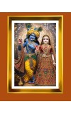 Divine Radha And Krishna Golden Photo Frame - 16x20 Inches | Elegant Wooden Frame For Home, Office & Temple Decoration | Spiritual Wall & Table Decor And Gift Item (F9800)