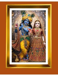 Divine Radha And Krishna Golden Photo Frame - 12x16 Inches | Elegant Wooden Frame For Home, Office & Temple Decoration | Spiritual Wall & Table Decor And Gift Item (F9800)