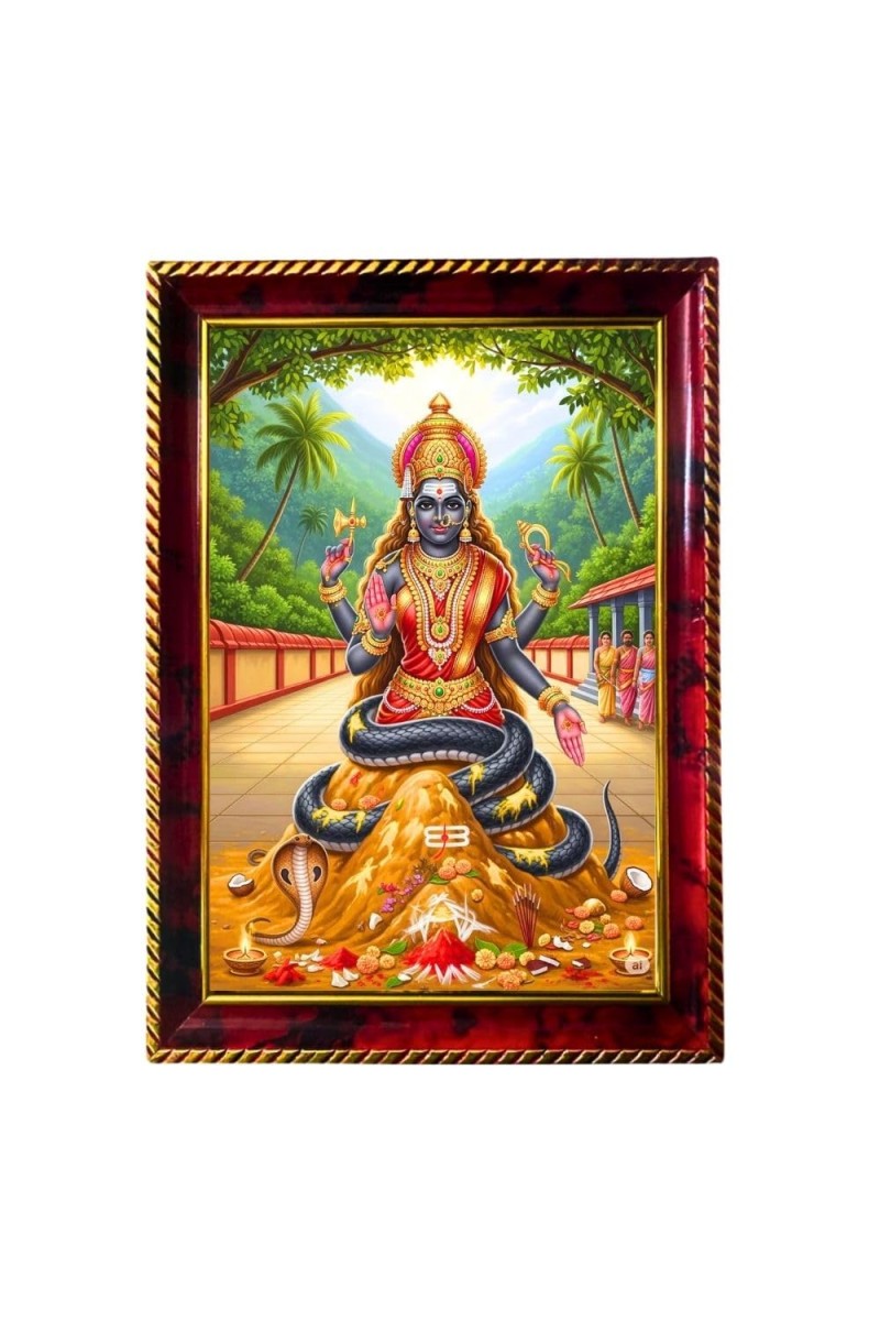Naga Devi Photo Frame For Wall & Table | 7x9 Inch Golden Cherry Finish | Decorative Naga Devi Photo Frame For Home, Office & Pooja Room (F11702)