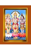 Lord Brahma,vishnu,shiva Golden Photo Frame - 10x14 Inches | Elegant Wooden Frame For Home, Office & Temple Decoration | Spiritual Wall & Table Decor and Gift Item