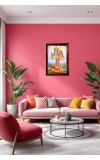 Lord Rama And Sita And Hanuman Photo Frame For Wall & Table | 7x9 Inch Golden Cherry Finish | Decorative Lord Rama And Sita And Hanuman Photo Frame For Home, Office & Pooja Room (F11387)