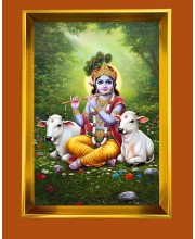 Golden Photo Frame - 10x14 Inches | Elegant Wooden Frame For Home, Office & Temple Decoration | Spiritual Wall & Table Decor and Gift Item