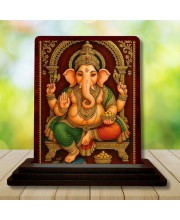 Car Desk/Table Top Lord Ganesha Wooden Photo Stand â€“ 3x4 Inches, Compact & Stylish Spiritual Display For Car, Home & Office (Pack Of 1) (F15139)