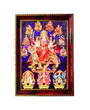Maa Durga Photo Frame For Wall & Table | 7x9 Inch Golden Cherry Finish | Decorative Maa Durga Photo Frame For Home, Office & Pooja Room (F11338)