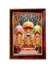 Lord Jagannath Photo Frame For Wall & Table | 7x9 Inch Golden Cherry Finish | Decorative Lord Jagannath Photo Frame For Home, Office & Pooja Room (F11401)