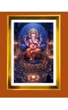 Lord Ganesha Golden Photo Frame - 10x14 Inches | Elegant Wooden Frame For Home, Office & Temple Decoration | Spiritual Wall & Table Decor and Gift Item
