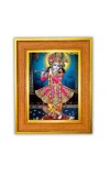 Lord Krishna Photo Frame 18x22 Inches-Brown Wooden Frame For Home, Office & Temple Decoration And Gifting (F6458)