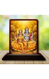 Car Desk/Table Top Lord Vishnu Lakshmi Wooden Photo Stand 3x4 Inches, Compact & Stylish Spiritual Display For Car, Home & Office (Pack Of 1) (F14219)
