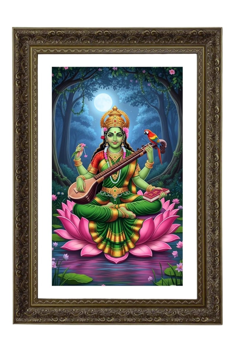 Saraswati Devi Big Photo Frame - 20x28 Inches For Home,Temple & Office Decoration (F11005)