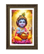 Cute Baby Krishna Big Photo Frame - 20x28 Inches For Home,Temple & Office Decoration (F10739)