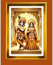 Golden Photo Frame - 10x14 Inches | Elegant Wooden Frame For Home, Office & Temple Decoration | Spiritual Wall & Table Decor and Gift Item