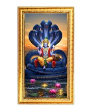Lord Vishnuu Digital Golden Color Photo Frame | Hindu Religious Wall Decor | 10x17 Inches - Inspirational Wall Art For Office, Home Decor - Ideal Spiritual Gift (F10364)