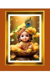 Golden Photo Frame - 10x14 Inches | Elegant Wooden Frame For Home, Office & Temple Decoration | Spiritual Wall & Table Decor and Gift Item