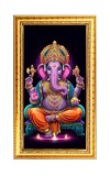 Lord Ganesh Digital Golden Color Photo Frame | Hindu Religious Wall Decor | 12x19 Inches - Inspirational Wall Art For Office, Home Decor - Ideal Spiritual Gift (F10333)