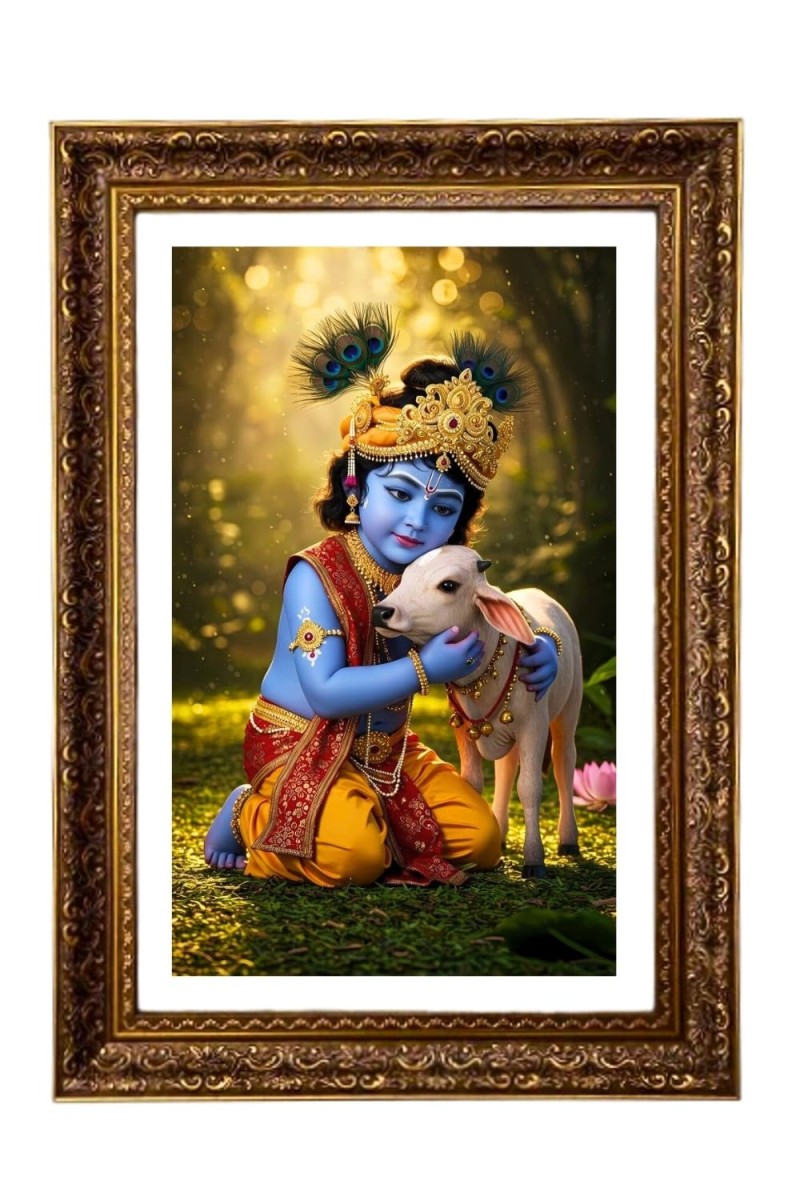 Little Krishna Big Photo Frame - 20x28 Inches For Home,Temple & Office Decoration (F11186)