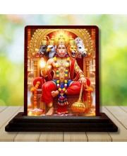 Car Desk/Table Top Lord Hanuman Wooden Photo Stand 3x4 Inches, Compact & Stylish Spiritual Display For Car, Home & Office (Pack Of 1) (F14242)