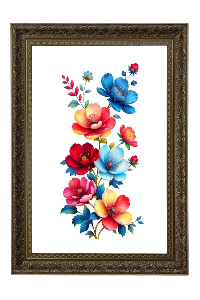 Floral Painting Print Big Photo Frame - 20x28 Inches For Home,Temple & Office Decoration (F11003)