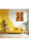Saraswati Maa Golden Designer Photo Frame | 10x14 Inch Religious Wall Hanging Frame For Home & Office Decoration | Hindu Deity Spiritual Gift Item