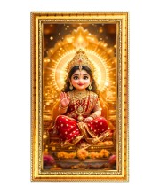 Mata Lakhsmi Digital Golden Color Photo Frame | Hindu Religious Wall Decor | 10x17 Inches - Inspirational Wall Art For Office, Home Decor - Ideal Spiritual Gift (F10349)