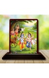 Car Desk/Table Top Lord Krishna Wooden Photo Stand 3x4 Inches, Compact & Stylish Spiritual Display For Car, Home & Office (Pack Of 1) (F14271)