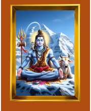 Lord Shiva Golden Photo Frame - 16x20 Inches | Elegant Wooden Frame For Home, Office & Temple Decoration | Spiritual Wall & Table Decor And Gift Item (F9769)