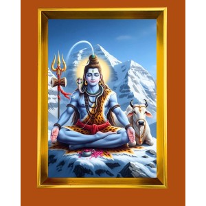 Lord Shiva Golden Photo Frame - 10x14 Inches | Elegant Wooden Frame For Home, Office & Temple Decoration | Spiritual Wall & Table Decor and Gift Item Lord Shiva Golden Photo Frame - 10x14 Inches | Elegant Wooden Frame For Home, Office & Temple Decoration | Spiritual Wall & Table Decor and Gift Item