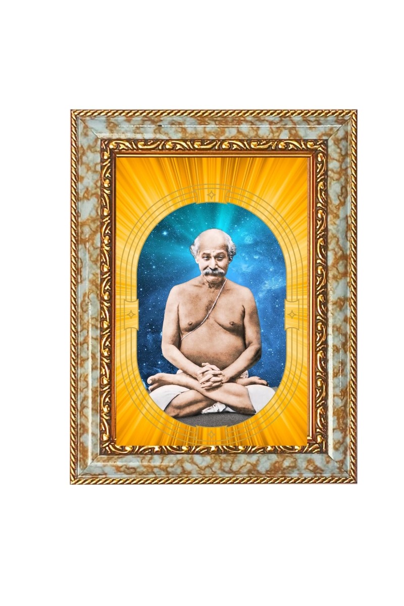 Lahiri Mahasaya Spiritual Guru Digital Photo In Designer Frame, Size 8x12 Inch | Hindu Religious Picture For Home Temple, Office & Gift | Wall Art & Pooja Decor (F10497)