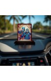 Car Desk/Table Top Radha Krishna Wooden Photo Stand 3x4 Inches, Compact & Stylish Spiritual Display For Car, Home & Office (Pack Of 1) (F14224)