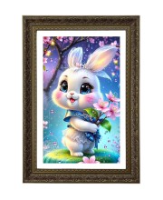 Cute Cartoon Rabbit Diamond Big Photo Frame - 20x28 Inches For Home,Temple & Office Decoration (F10680)