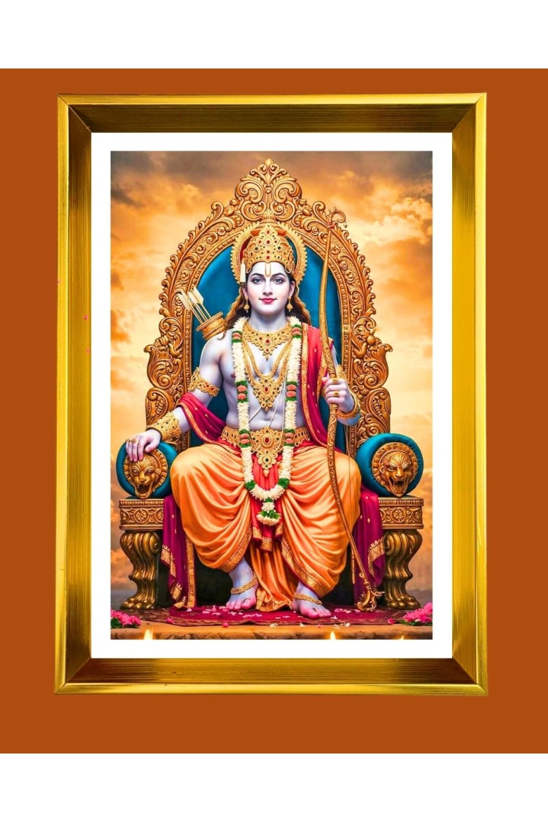 Golden Photo Frame - 10x14 Inches | Elegant Wooden Frame For Home, Office & Temple Decoration | Spiritual Wall & Table Decor and Gift Item