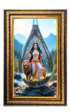 Goddess Durga Digital Golden Balck Color Photo Frame | Hindu Religious Wall Decor | 10x16 Inches - Inspirational Wall Art For Office, Home Decor - Ideal Spiritual Gift (F16876)