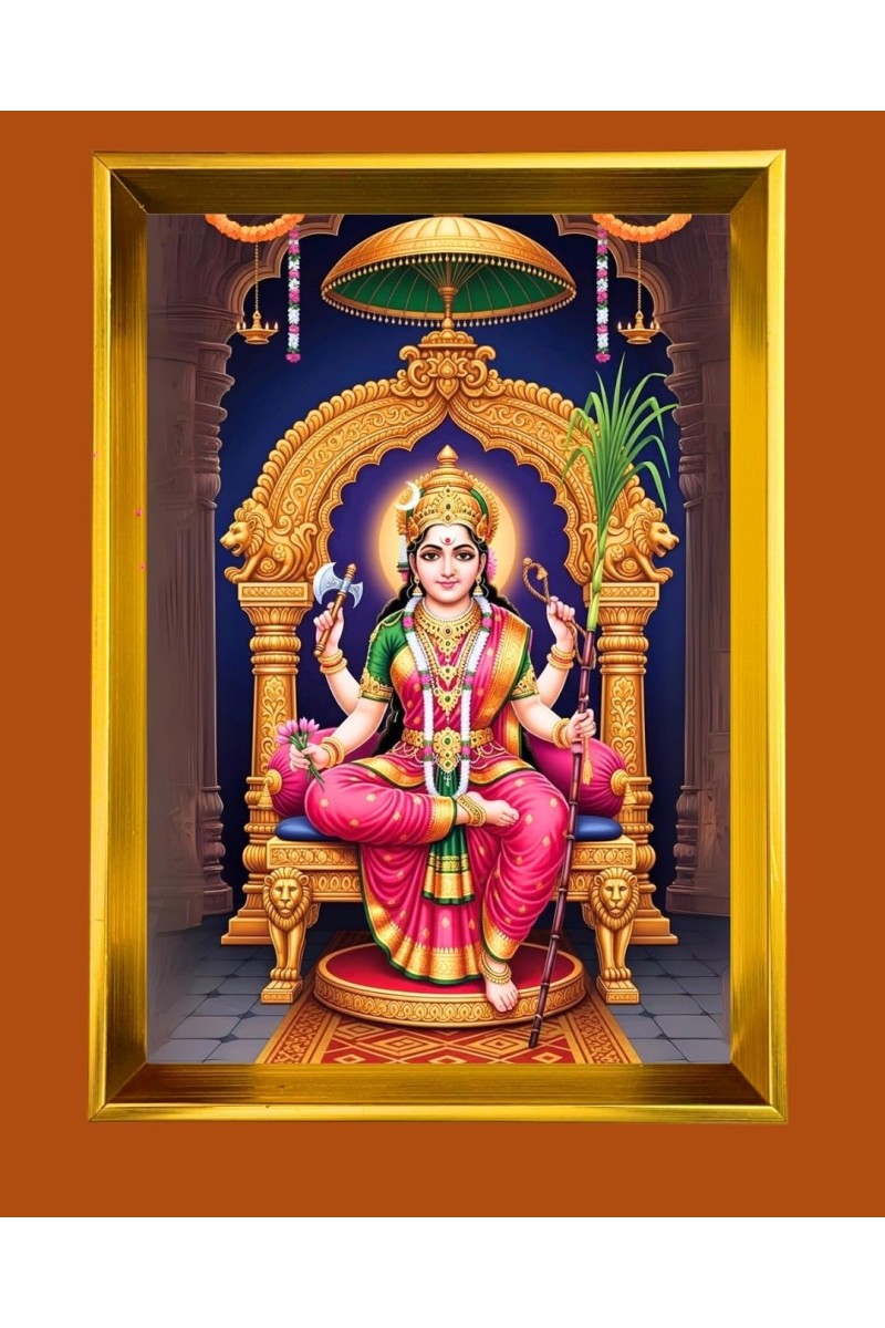 Tripura Sundari Golden Photo Frame - 14x18 Inches | Elegant Wooden Frame For Home, Office & Temple Decoration | Spiritual Wall & Table Decor And Gift Item (F9704)