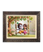 Little radha krishna Big Photo Frame - 18x22 Inches for Home,Temple & Office Decoration