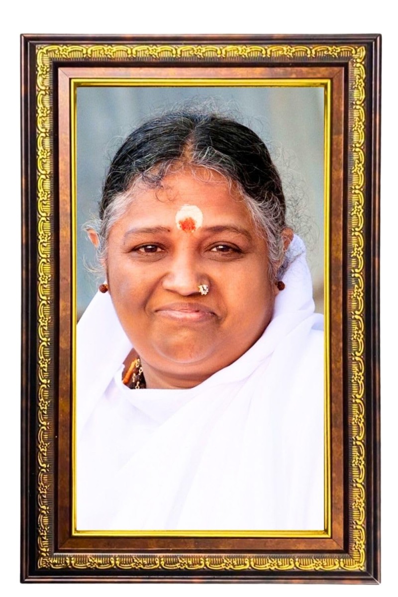 Sri Mata Amritanandamayi Devi Digital Golden Balck Color Photo Frame | Hindu Religious Wall Decor | 10x16 Inches - Inspirational Wall Art For Office, Home Decor - Ideal Spiritual Gift (F16634)