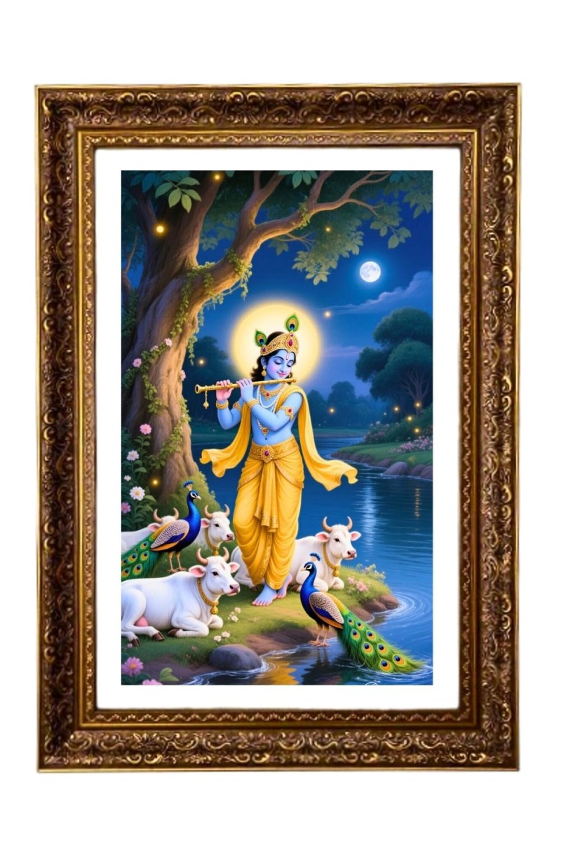 Divine Krishna Big Photo Frame - 20x28 Inches For Home,Temple & Office Decoration (F11143)