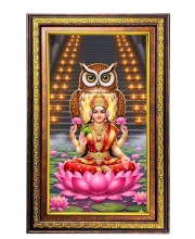 Goddess Lakshmi Digital Golden Balck Color Photo Frame | Hindu Religious Wall Decor | 10x16 Inches - Inspirational Wall Art For Office, Home Decor - Ideal Spiritual Gift (F16764)