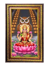 Goddess Lakshmi Digital Golden Balck Color Photo Frame | Hindu Religious Wall Decor | 10x16 Inches - Inspirational Wall Art For Office, Home Decor - Ideal Spiritual Gift (F16764)