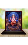 Car Desk/Table Top Lord Ganesha Wooden Photo Stand 3x4 Inches, Compact & Stylish Spiritual Display For Car, Home & Office (Pack Of 1) (F14519)