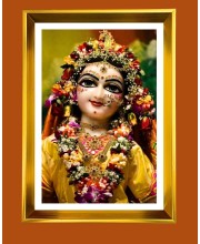 Divine Radha Rani Golden Photo Frame - 10x14 Inches | Elegant Wooden Frame For Home, Office & Temple Decoration | Spiritual Wall & Table Decor and Gift Item