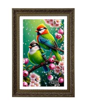 Two Love Birds Big Photo Frame - 20x28 Inches For Home,Temple & Office Decoration (F10750)