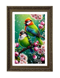 Two Love Birds Big Photo Frame - 20x28 Inches For Home,Temple & Office Decoration (F10750)
